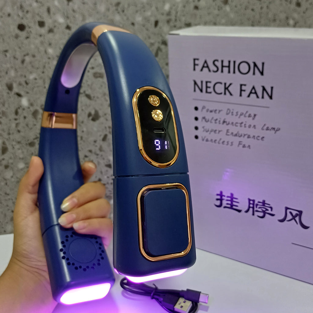 Ventilador de cuello portátil azul